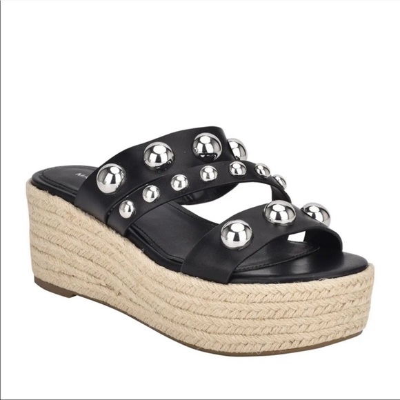 Marc Fisher Jalyn Platform Espadrilles Sandals Black Sz 9 - Picture 1 of 13